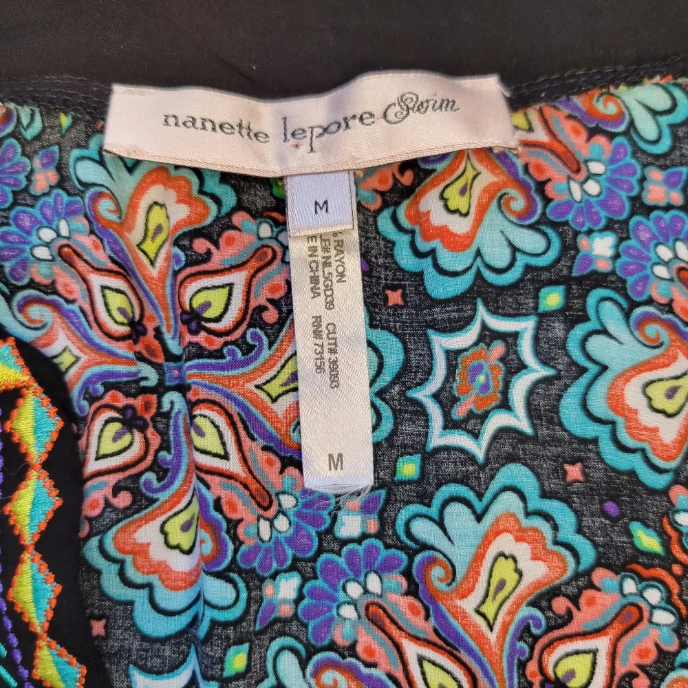 Nanette Lepore Swim Paloma Embroidered Tunic Beach Pool Coverup Dress Sz Medium - Picture 12 of 14